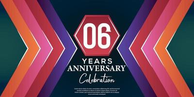 06 año aniversario celebracion diseño con lujo resumen color estilo en lujo negro fondo vector