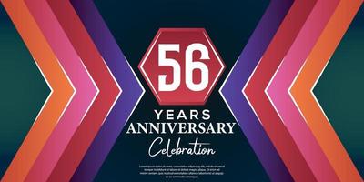 56 year anniversary celebration design with luxury abstract color style on luxury black backgroun vector