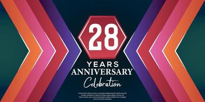 28 year anniversary celebration design with luxury abstract color style on luxury black backgroun vector