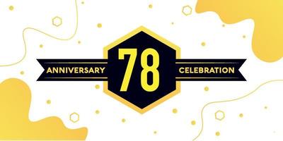 78 years anniversary logo vector design with yellow geometric shape with black and abstract design on white background template