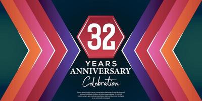 32 year anniversary celebration design with luxury abstract color style on luxury black backgroun vector