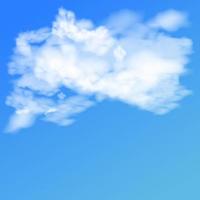 Realistic clouds, sky symbols. Blue background. Vector illustration
