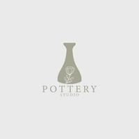 pottery vase studio logo minimalist style vector