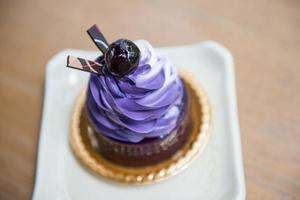 blueberry mousse with chocolate jelly photo