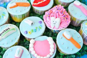 Fancy cup cake in Christmas party as dental style photo