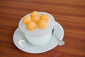 Cantaloupe tapioca in coconut milk, Thai dessert photo