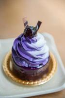 blueberry mousse with chocolate jelly photo