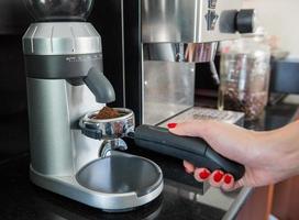 coffee grinder in coffe shop photo