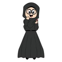 Cute girl hijab cartoon illustration vector