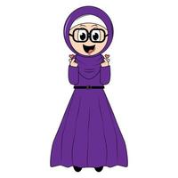 Cute girl hijab cartoon illustration vector