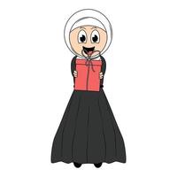 Cute girl hijab cartoon illustration vector