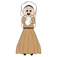 linda niña hijab dibujos animados ilustración vector