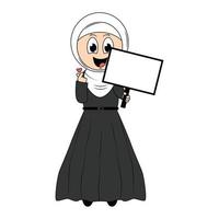 Cute girl hijab cartoon illustration vector