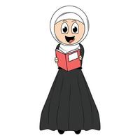 linda niña hijab dibujos animados ilustración vector