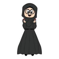 Cute girl hijab cartoon illustration vector