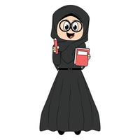 Cute girl hijab cartoon illustration vector