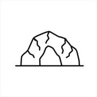 Cave icon. Stone shelter. Entrance to the mountain dungeon. Black silhouette vector