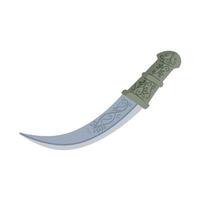 Arab dagger with curved blade. Omani culture and weapons. Yemeni knife with ornament. Flat illustration isolated on white. vector
