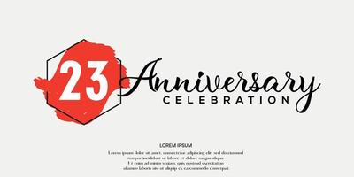 23rd years anniversary celebration logo red color brush design with black color font template vector design