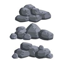 Stack of flat stone rock set. Different grey boulders. Pile of broken debris. Nature decoration. vector