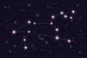 Zodiac constellation Leo on the background of the starry sky. Constellation of Leo on a textured background of a starry night. Astrological zodiac on the background of space. Popular astronomy. vector