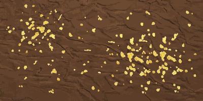 Abstract chocolate-brown texture of crumpled paper with golden splashes, for background and wallpaper. Vector illustration.