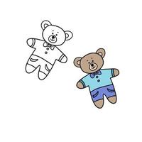 Children soft bear, vector illustration. Bright isolated flat toy on a white background. For decoration of books, cards and other design.