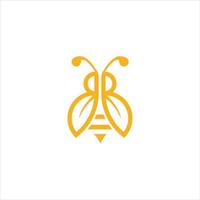 leaf logo bee modern design BB vector