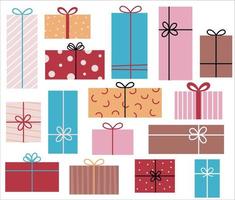 Set of simple gift boxes, presents illustrations in a flat style vector