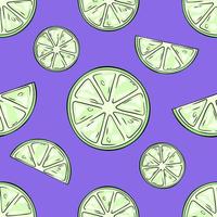 Lime seamless pattern, background. Orange halves and slices illustration in a comic, cartoon style. vector