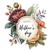 Happy Mother's Day Watercolor frame with vintage flowers for the holiday Wallpaper, invitation, posters, brochure, voucher discount, menu vector