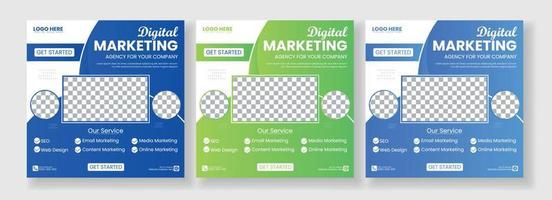 Business marketing agency promotion social media post template. Editable square banner design with place for the photo. vector