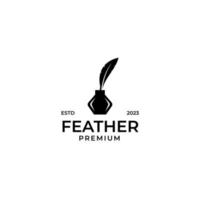 Vector inkwell and feather logo design concept illustration idea