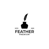 Vector inkwell and feather logo design concept illustration idea