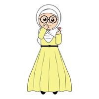 linda niña hijab dibujos animados ilustración vector