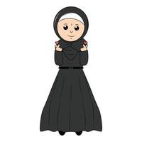 cute girl hijab cartoon illustration vector