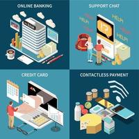 Online Mobile Banking Services 2x2 Concept vector