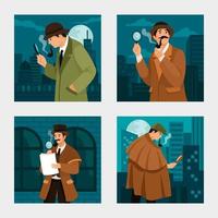 Detective Searching For a Clue Social Media Post Template vector