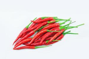 red chilies on white background photo