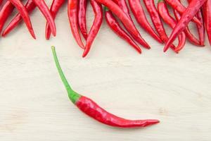red chilies on wood background photo