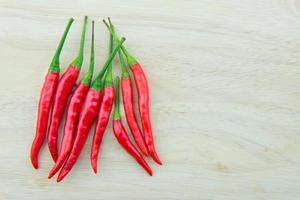 red chilies on wood background photo