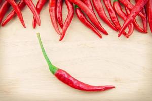 red chilies on wood background photo