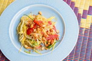 famoso tailandés alimento, papaya ensalada o qué nosotros llamado somtum en tailandés foto