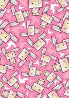 Cute Cartoon Pink Bunny Rabbit Character Pattern vector