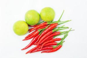 A set of vegetable- chilies and lime photo