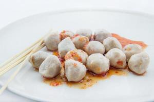 grilled meat ball on white background photo