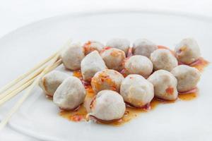 grilled meat ball on white background photo