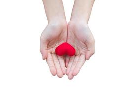 Red heart in human hands photo