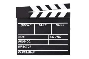 Clapper board isolated on white background photo