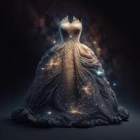 illustration beautiful dress made of stardust made with photo